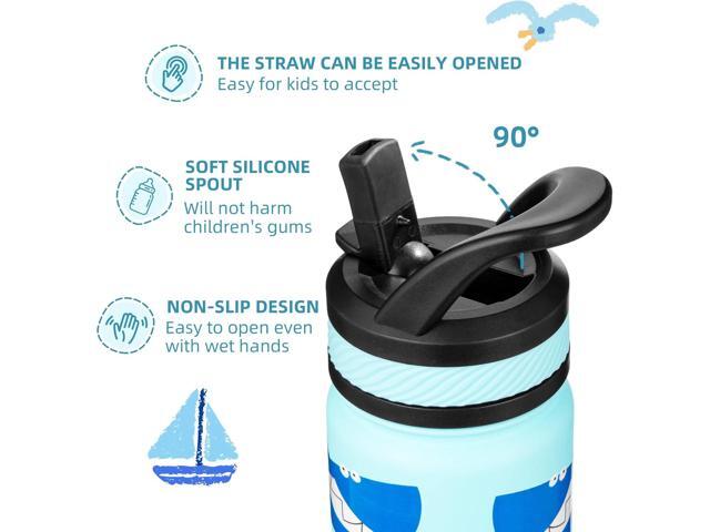 Fanhaw 18 Oz Kids Insulated Water Bottle with Straw - Stainless Steel Double Wall Vacuum Cup, Leakproof, BPA Free, Suitable for Boys and Girls(Pale...