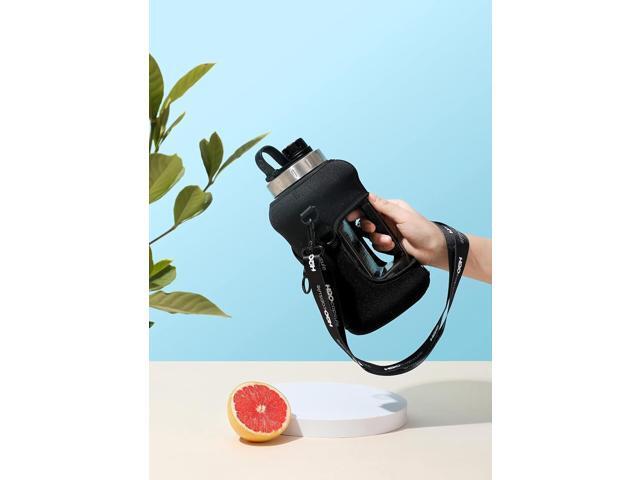 H2O Capsule 2.2L Half Gallon Wide Mouth Water Bottle with Storage Sleeve and Removable Straw - Hydration Tracker Jug with Measurements Marked ...