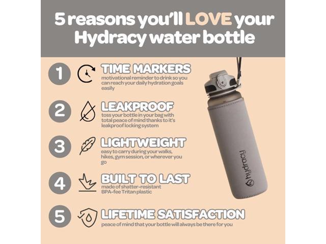 Hydracy Water Bottle with Time Marker -Large BPA Free Water Bottle & No Sweat Sleeve -Leak Proof Gym Bottle with Fruit Infuser Strainer & Times to...