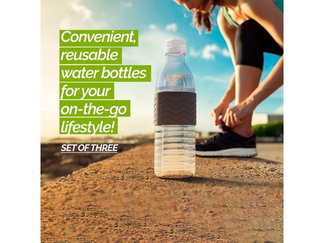 Copco Hydra 16.9 oz Tritan Water Bottle with Spill Resistant Lid & Non-Slip Sleeve, Set of 3 - BPA-Free, Dishwasher Safe, Fits Cup Holders, Great...