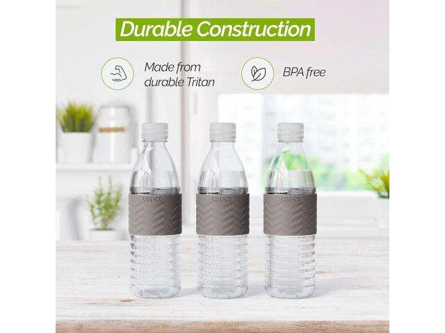 Copco Hydra 16.9 oz Tritan Water Bottle with Spill Resistant Lid & Non-Slip Sleeve, Set of 3 - BPA-Free, Dishwasher Safe, Fits Cup Holders, Great...