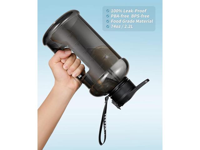 YOUCAN PLATO 74 oz Half Gallon Water Bottle with Sleeve-Large Water Bottle -Big Gym Water Bottle for Man or Women with Straw- Gallon Water Jug with...