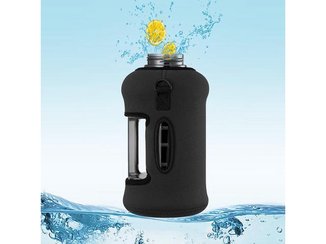 YOUCAN PLATO 74 oz Half Gallon Water Bottle with Sleeve-Large Water Bottle -Big Gym Water Bottle for Man or Women with Straw- Gallon Water Jug with...