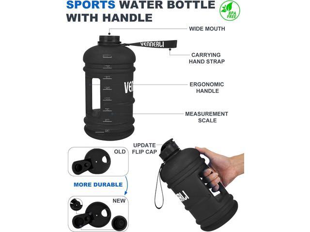 VENNERLI Half Gallon Water Bottle 2.2L Large Sports Water Bottle with Handle 74oz BPA-free Reusable Plastic Water Jugs Leakproof Hydro Bottle for...