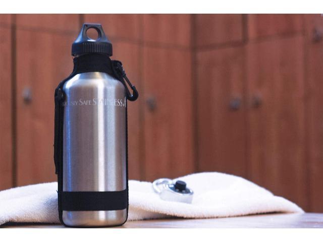New Wave Enviro 40oz Stainless Steel Water Bottle with Durable Nylon Strap & Flip N' Sip Cap, Lightweight Natural Design
