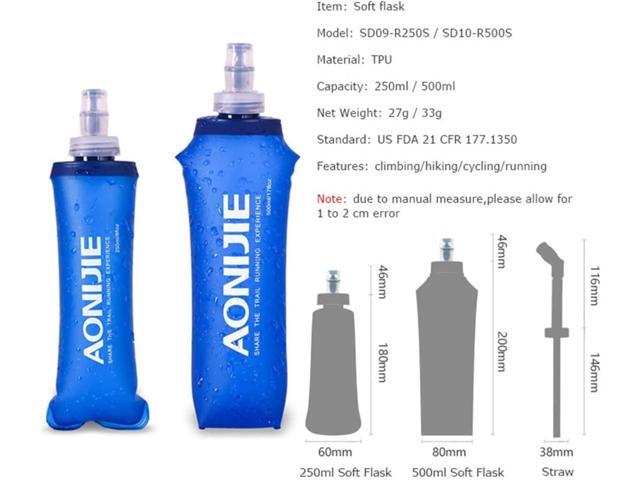 AONIJIE 250ML/350ML/500ML/600ML Portable TPU Soft Water Bottle Folding Soft Flasks For Outdoor Marathon Running Hydration Camping Hiking