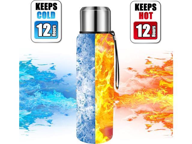 Insulated vacuum Thermo Bottle 1000ml/33.8oz with cup Stainless steel coffee bottles for hot and cold drink water flask.(Red,1000ml)