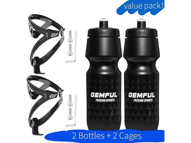 GEMFUL Bike Water Bottles with Bicycle Holder 750ml Mtb Cycling Squeeze 24 oz Sport Bottle 2 Pack