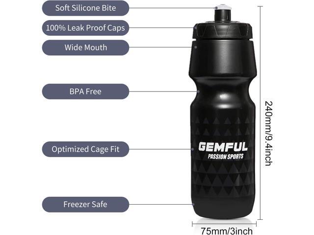 GEMFUL Bike Water Bottles with Bicycle Holder 750ml Mtb Cycling Squeeze 24 oz Sport Bottle 2 Pack