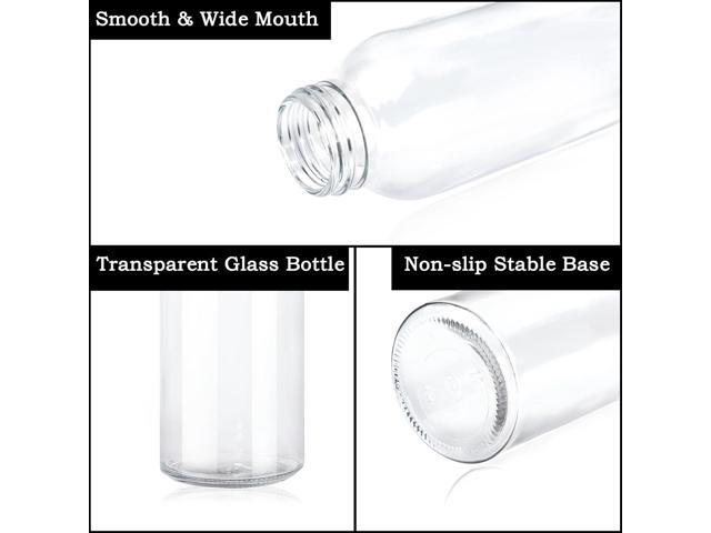 12 Pack Glass Water Bottles, 16oz Clear Glass with Stainless Steel Lids, Reusable Drink Bottles for Juices, Smoothies, Tea, Water, Beverages