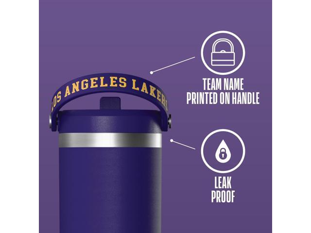 Hydrapeak x NBA Officially Licensed Los Angeles Lakers 32 oz Nomad Tumbler with Handle and Straw Lid, Leakproof Stainless Steel Water Bottle
