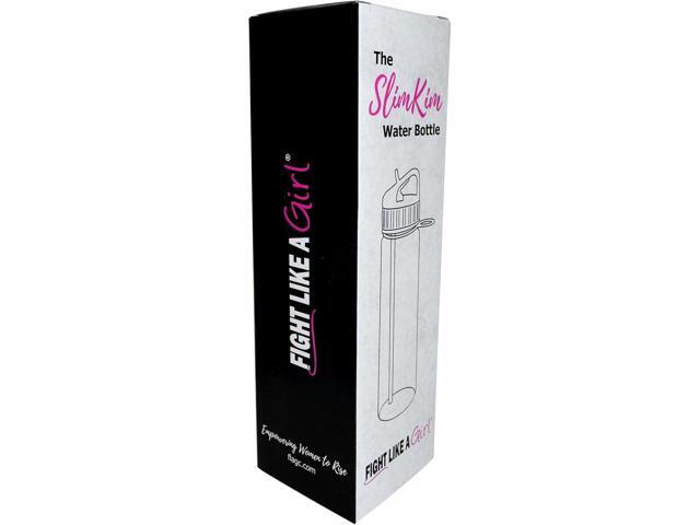 Fight Like a Girl Brave SlimKim 30 oz Motivational Water Bottle with Time Marker & Straw for Breast Cancer Awareness - Reusable Clear Water Bottle...