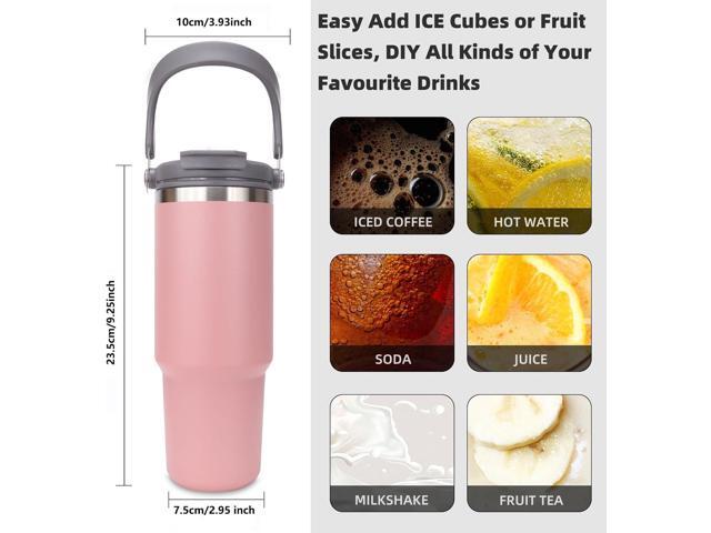 30 oz Tumbler with Handle and Straw Lid, Insulated Stainless Steel Double Walled Vacuum Water Bottle for Office, Home, Sport or Car, Travel Mug for...