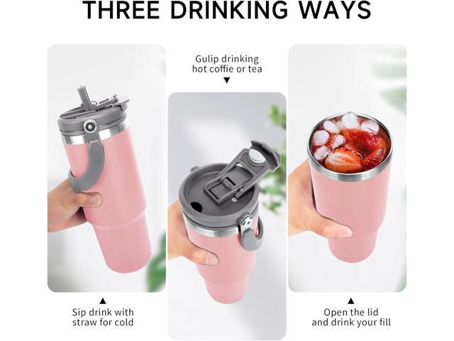 30 oz Tumbler with Handle and Straw Lid, Insulated Stainless Steel Double Walled Vacuum Water Bottle for Office, Home, Sport or Car, Travel Mug for...