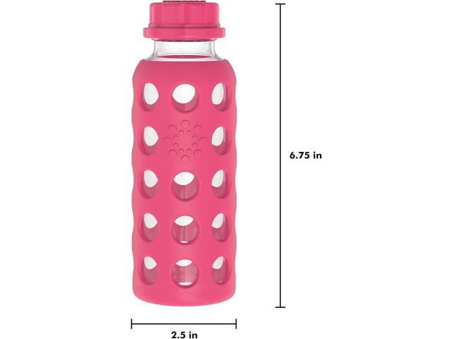 Lifefactory 9-Ounce BPA-Free Glass Water Bottle with Flat Cap and Silicone Sleeve, Raspberry