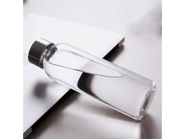 Encheng Glass Water Bottles,16oz Glass Drinking Bottle With Leakproof Stainless Steel Cap,Reusable Juice Bottles Beverage Drinkware,To Go Travel...