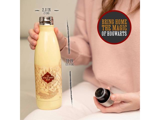 Paladone Harry Potter Marauders Map Water Bottle - Officially Licensed Leakproof Metal Bottle for Hot and Cold Beverages, 500ml (17 oz), Gift for...