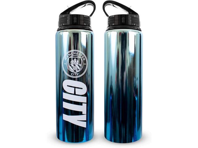 Hy-Pro Officially Licensed 750ml Aluminium UV Bottle Soccer, Football, Integrated Folding Straw, Neochrome Finish, Leakproof, Lightweight, BPA Free