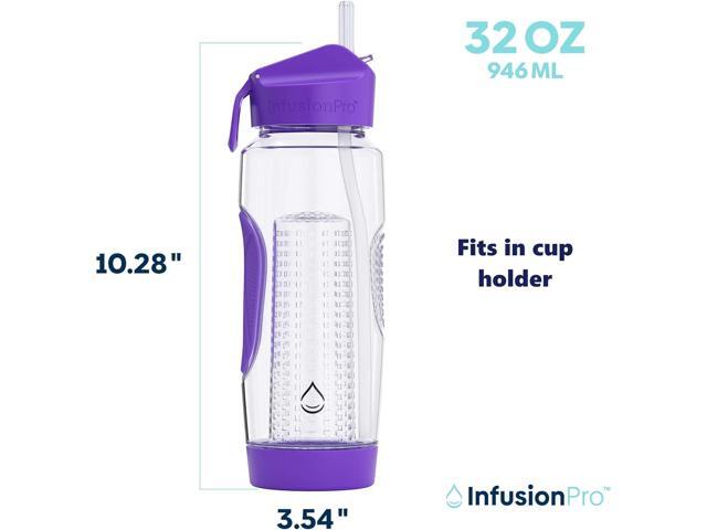 Infusion Pro 32 oz Fruit Infuser Water Bottle with Straw Lid: Insulated Sleeve: 50 Recipe Fruit Infusion eBook: Bottom Loading, Large Water...