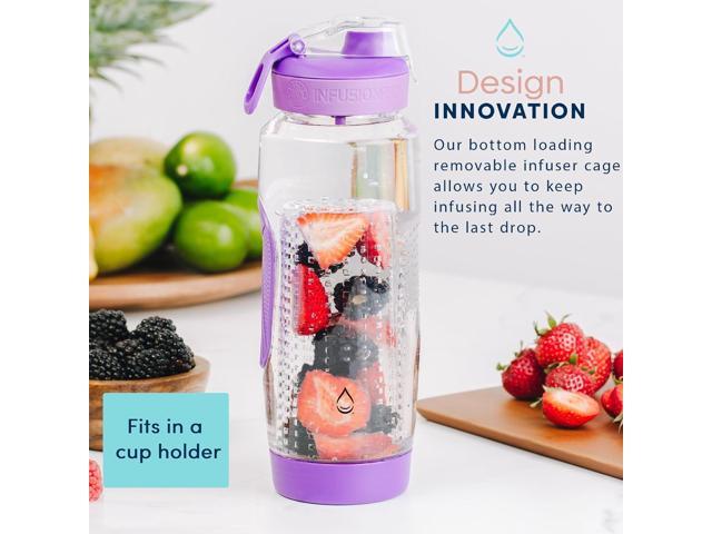 Infusion Pro 32 oz Fruit Infuser Water Bottle with Straw Lid: Insulated Sleeve: 50 Recipe Fruit Infusion eBook: Bottom Loading, Large Water...