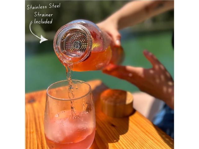 mayu Water Bottle with Bamboo Lid, Eco Friendly & BPA Free, Plastic Free Borosilicate Glass Bottle - Zero Leak Design - for Outdoor Picnic,...