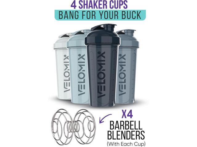 -4 PACK 28 Oz Protein Shaker Bottle for Protein Mixes - 4x Wire Whisk Leak Proof Shaker Cups for Protein Shakes Protein Shaker Bottle Pack ...