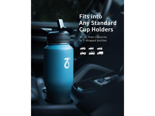 Trebo 32oz Insulated Water Bottle that Fits in Cup Holder, Stainless Steel Double Wall Tumbler Flask Bottles with Paracord Handle, with Straw Spout...