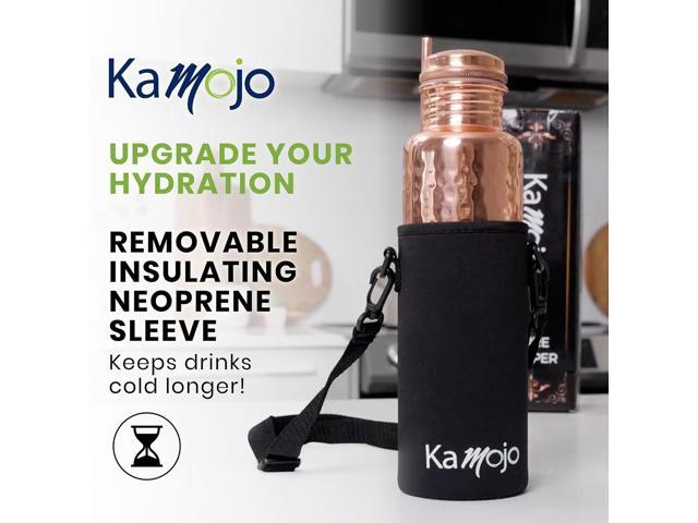 Copper Water Bottle for Drinking - Hammered 100% Pure Copper Tumbler with Leak Proof Lid, Removable Insulating Sleeve & Straw - Handcrafted...