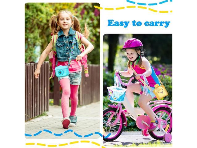 Queekay 6 Pcs Water Bottles with Straws for Kids Watermelon Adjustable Strap Leakproof Plastic Watermelon Ice Cream Camera Bread Biscuits Shaped...