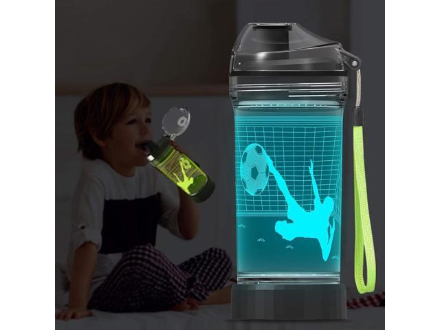 YuanDian Football Gifts for Boys, Light Up Kids Water Bottle with 3D Illusion Lamp- 14 OZ Tritan BPA Free - Cool Drinking Cups Gift for School Kids...