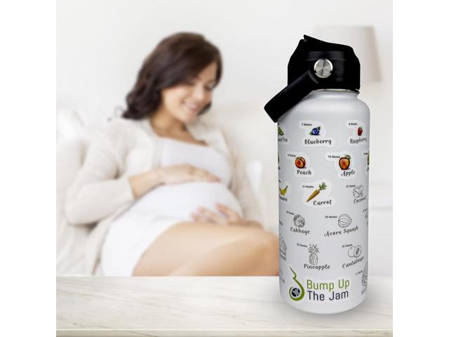 Pregnancy Water Bottle Tracker - 32 ounce Stainless Steel - Includes Weekly Pregnancy Tracker Stickers (Pale Mint)