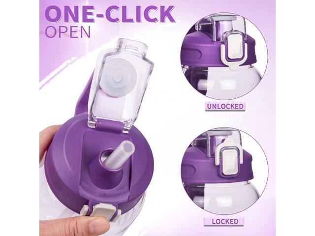 64 oz Motivational Glass Water Bottle with Straw & Time Marker Half Gallon Large Reusable Water Jug BPA-free Borosilicate Drinking Bottle with Flip...