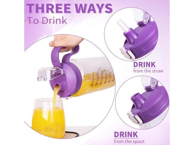 64 oz Motivational Glass Water Bottle with Straw & Time Marker Half Gallon Large Reusable Water Jug BPA-free Borosilicate Drinking Bottle with Flip...