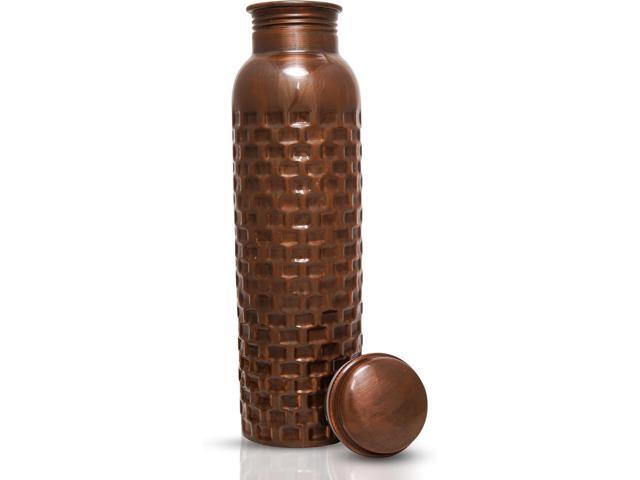 Craft Trade Diamond Copper Bottle with Lid and Carry Bag for Drinking Water BPA Free Leak Proof Boosts Immunity, Supports Digestive, Ayurveda...
