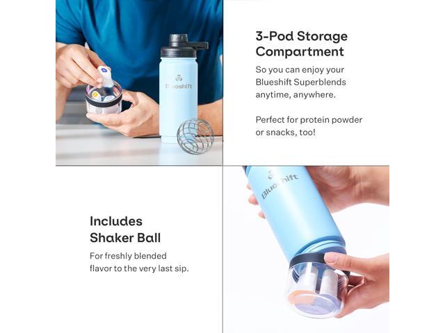 18 oz Stainless Steel Water Bottle - Insulated Shaker Bottle, Protein Shaker Bottle, Metal Shaker Cup for Protein Shakes w/Ball & 6 Superblend...