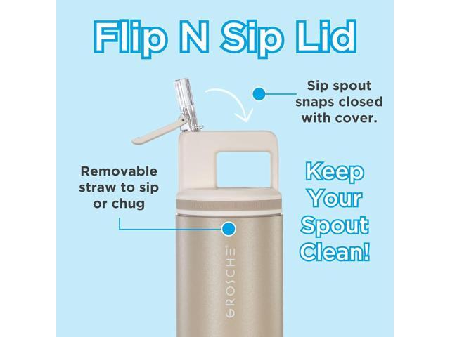 GROSCHE Alpine Flip n' Sip 20 oz Insulated Water Bottle - Stainless Steel, Leakproof Flask with Straw - Perfect for Gym, Travel & Outdoor Use -...