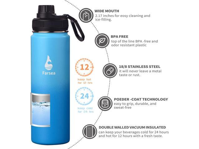 Farsea Insulated Water Bottle With Paracord Handle, Protective Silicone Boot and 2 Lids (Straw Lid & Spout Lid), Stainless Steel Water Bottle Wide...