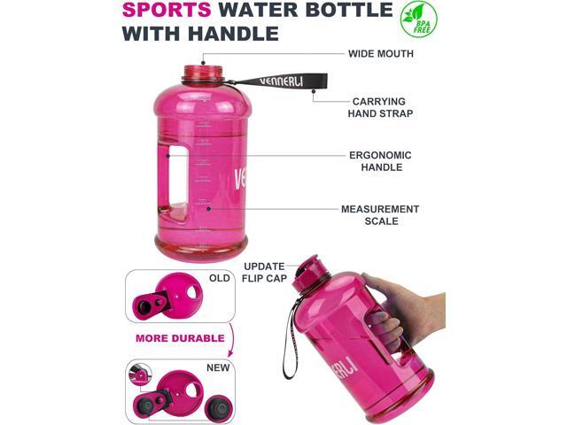 VENNERLI Portable Large Plastic Water Bottle - BPA-free Half Gallon Reusable 2 Liter Water Jug for Outdoor Hiking Fitness Travel Camping Cycling
