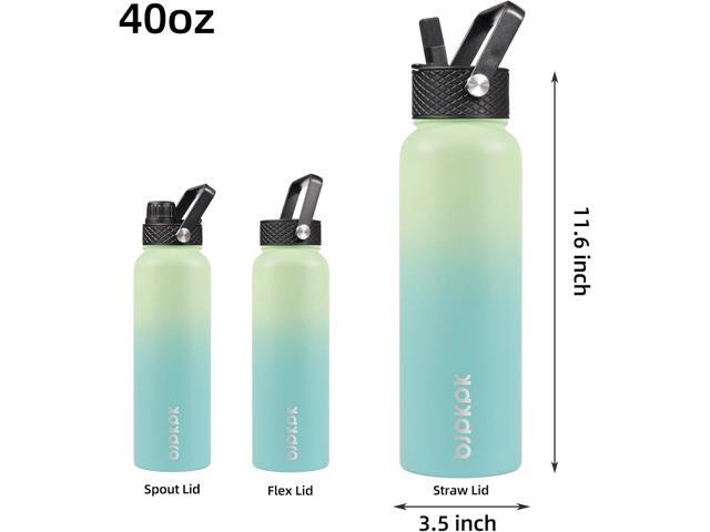 BJPKPK Insulated Water Bottles with Straw Lid, 40oz Stainless Steel Water Bottles with 3 Lids, BPA Free Leakproof Thermo, Tumblers, Cups for...