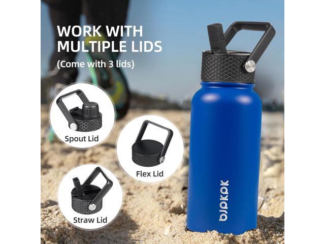 BJPKPK Insulated Water Bottles with Straw Lid, 40oz Stainless Steel Water Bottles with 3 Lids, BPA Free Leakproof Thermo, Tumblers, Cups for...