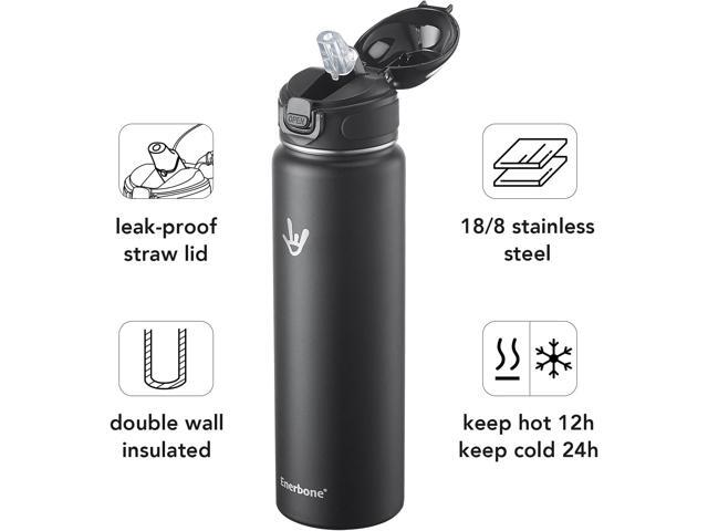 Enerbone 32 oz Insulated Water Bottle, Stainless Steel Bottle with Carrying Strap, Double-Wall Vacuum Insulation Design, Leakproof Sports Bottle...
