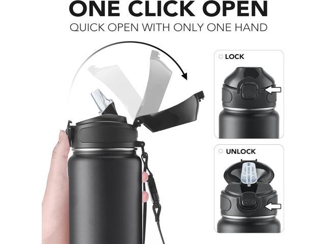Enerbone 32 oz Insulated Water Bottle, Stainless Steel Bottle with Carrying Strap, Double-Wall Vacuum Insulation Design, Leakproof Sports Bottle...