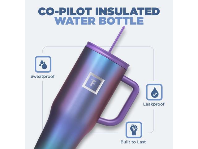 IRON °FLASK Co-Pilot Insulated Mug w/Straw & Flip Cap Lids - Cup Holder Bottle for Hot, Cold Drink - Leak-Proof - Water, Coffee Portable Travel Mug...
