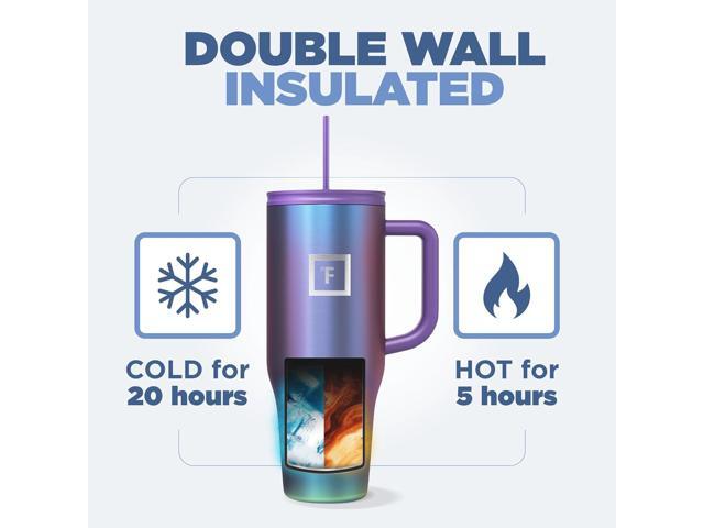 IRON °FLASK Co-Pilot Insulated Mug w/Straw & Flip Cap Lids - Cup Holder Bottle for Hot, Cold Drink - Leak-Proof - Water, Coffee Portable Travel Mug...