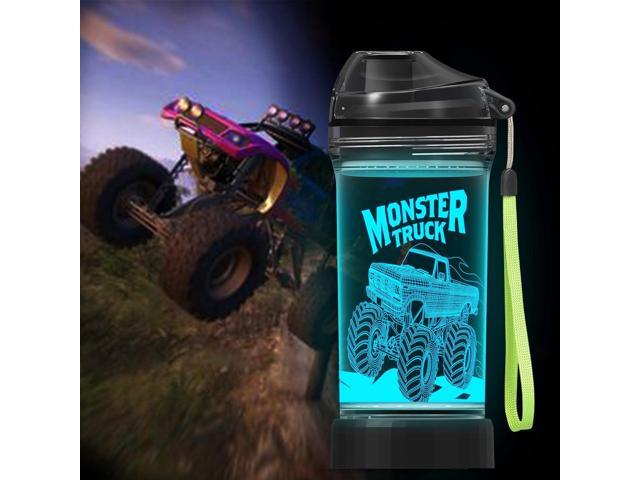 Lightzz Kids Water Bottle with 3D Glowing Monster Truck LED Light - 14 OZ Tritan BPA Free - Creative Ideal Travel Cup Car Race Gift for School Kid...