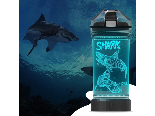 YuanDian Shark Gifts, Light Up Kids Water Bottle with 3D Ocean Animal Shark Design- 14 OZ Tritan BPA Free - Cool Drinking Cups Gift for School Kids...