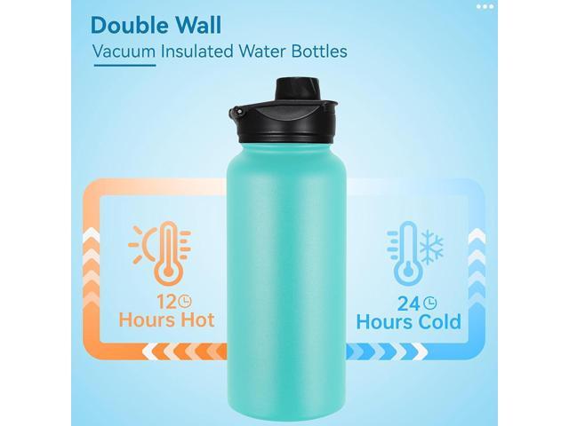 VEGOND 32 oz Insulated Water Bottle Bulk Stainless Steel Metal Water Bottles with Leak Proof Straw Lid & Spout Lid, Wide Mouth Double Walled Vacuum...