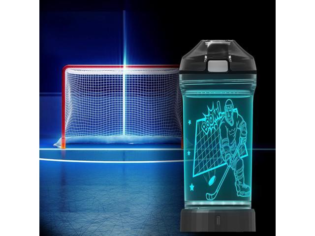 Lightzz Kids Water Bottle with 3D Glowing Hockey LED Light - 14 OZ Tritan BPA Free - Creative Ideal Travel Cup Gift for School Kid Boy Child...