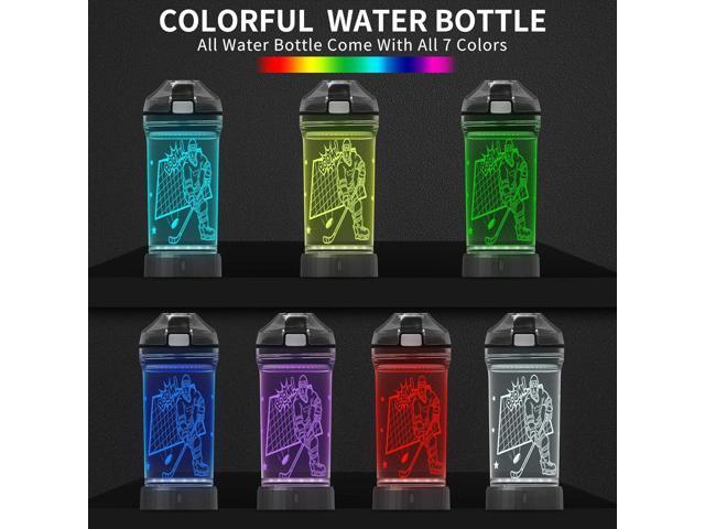 Lightzz Kids Water Bottle with 3D Glowing Hockey LED Light - 14 OZ Tritan BPA Free - Creative Ideal Travel Cup Gift for School Kid Boy Child...