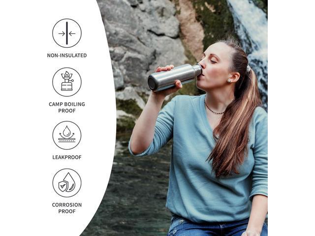 Bambaw Stainless Steel Water Bottles 32 oz, Non-insulated Single Wall Metal Water Bottle Stainless Steel, Reusable & Eco Friendly, Dishwasher Safe ...
